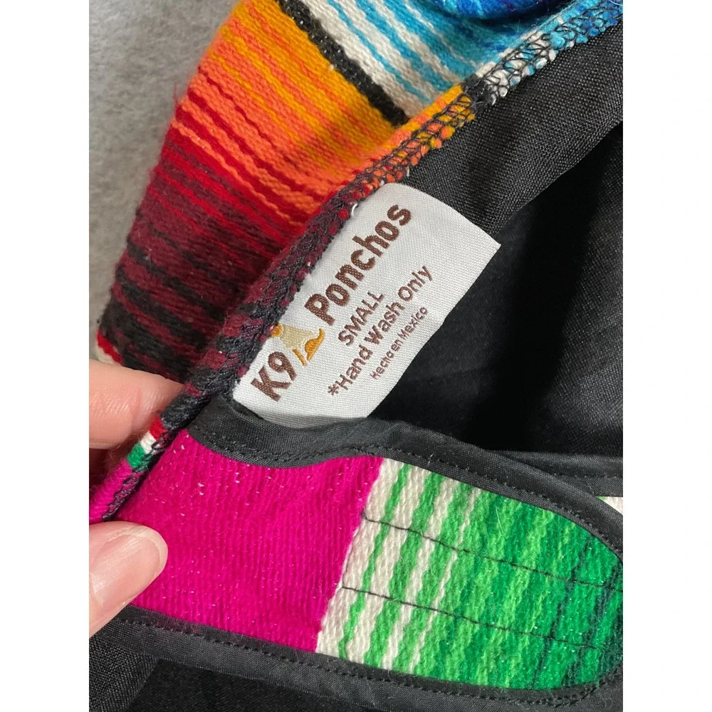 K9 Ponchos Mexican Serape Stripe Dog Poncho Small Multicolor Pet Costume 1859